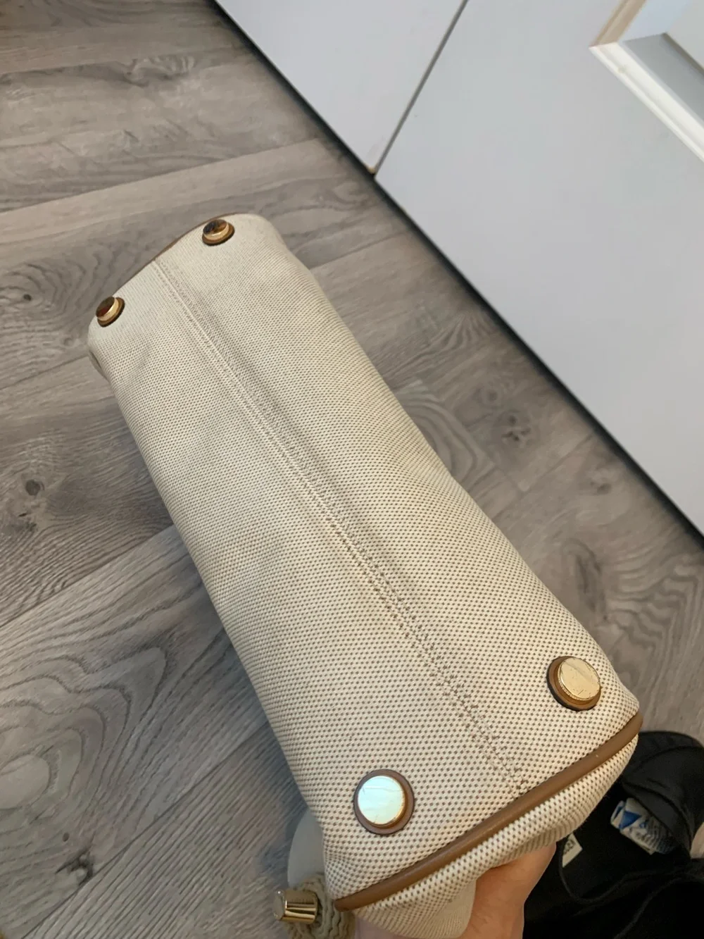 Michael Kors Beige Canvas Tote Bag with Rope Handles